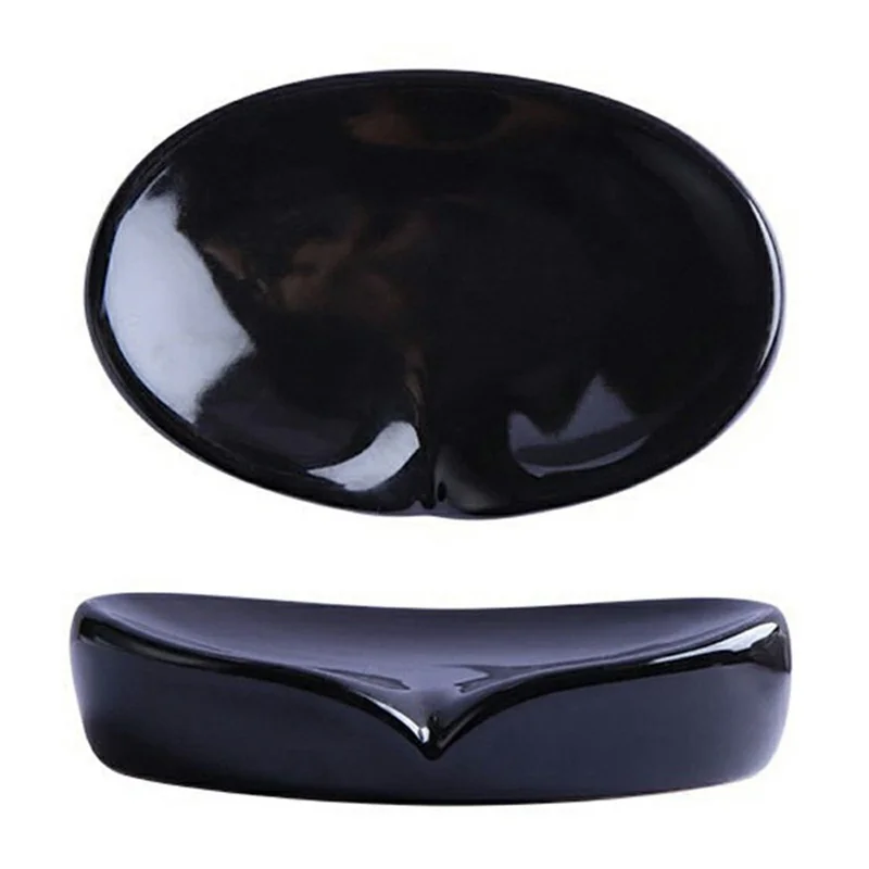 Ceramic Soap Dish Creative Minimalist Soap Holder Bathroom Countertop Draining Soap Tray - Black