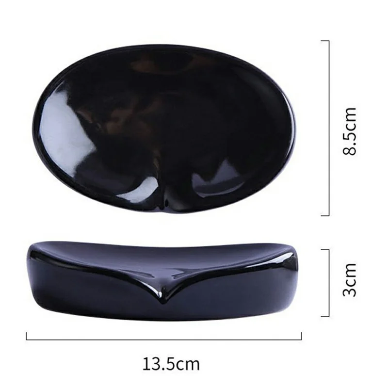 Ceramic Soap Dish Creative Minimalist Soap Holder Bathroom Countertop Draining Soap Tray - Black