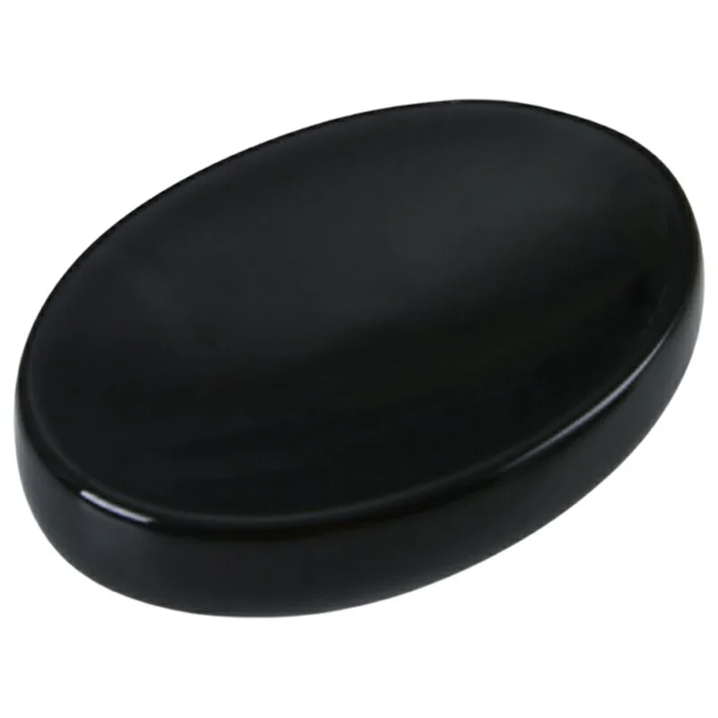 Ceramic Soap Dish Holder Bathroom Draining Tray for Home / Hotel Modern Simple Design - Black