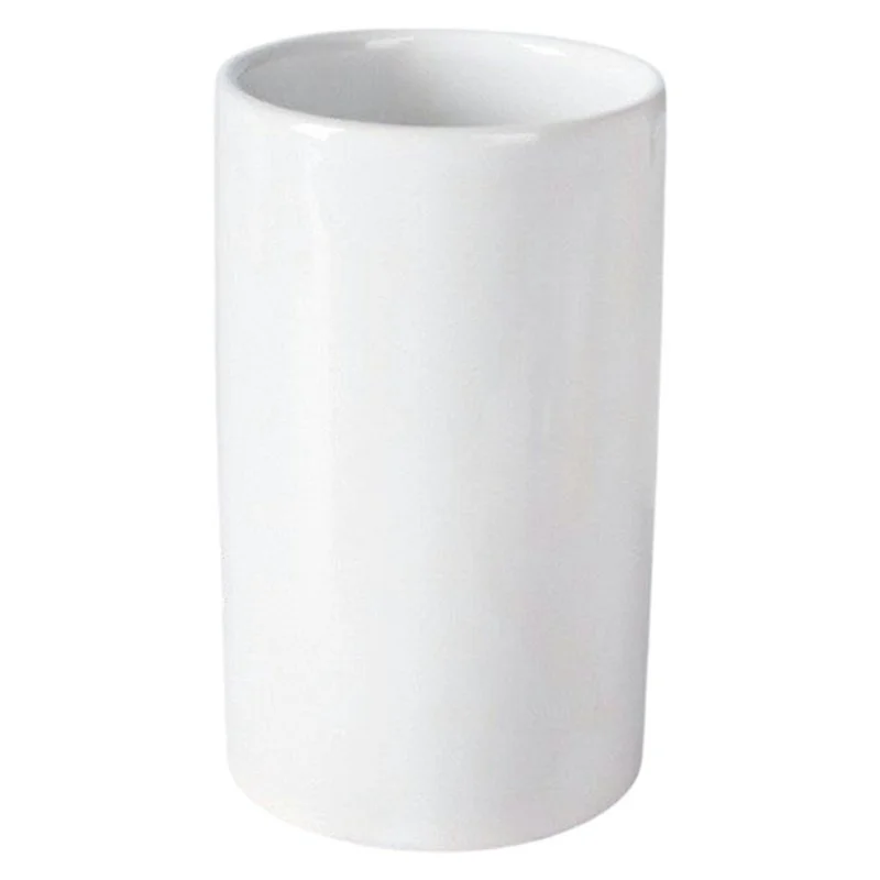 Semplice Bicchiere in Ceramica per Collutorio 300ML Portaspazzolino Cilindrico per Casa / Hotel - Bianco