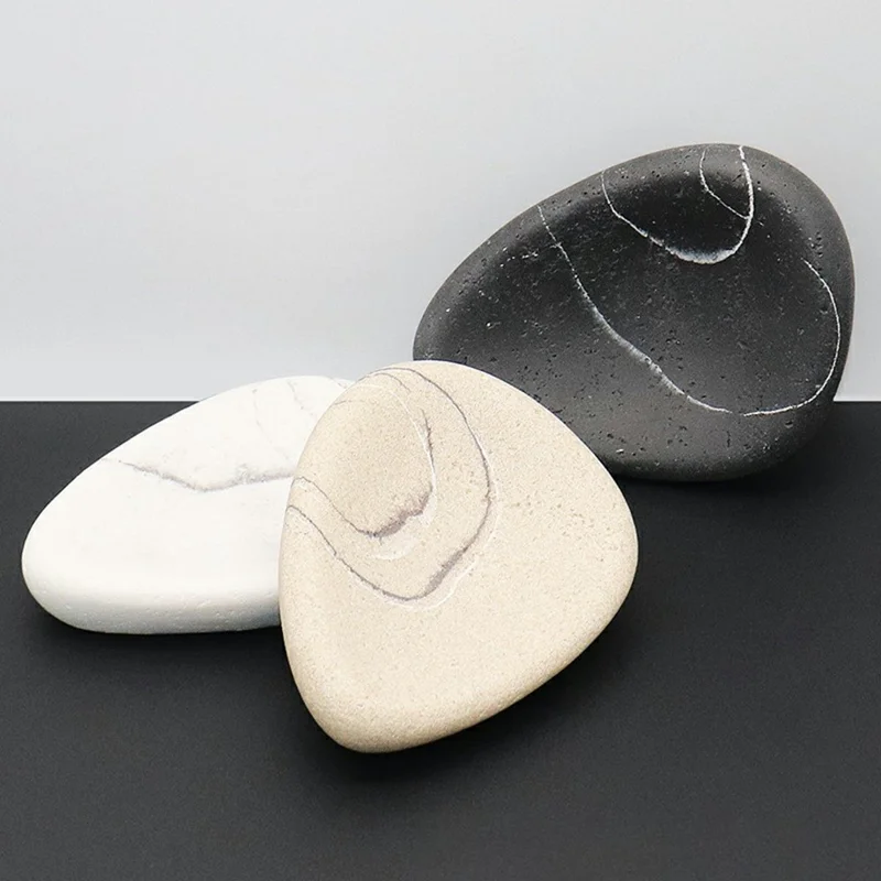 Faux Stone Soap Dish Holder Tray for Hotel / Home Bathroom Countertop Organizer - White