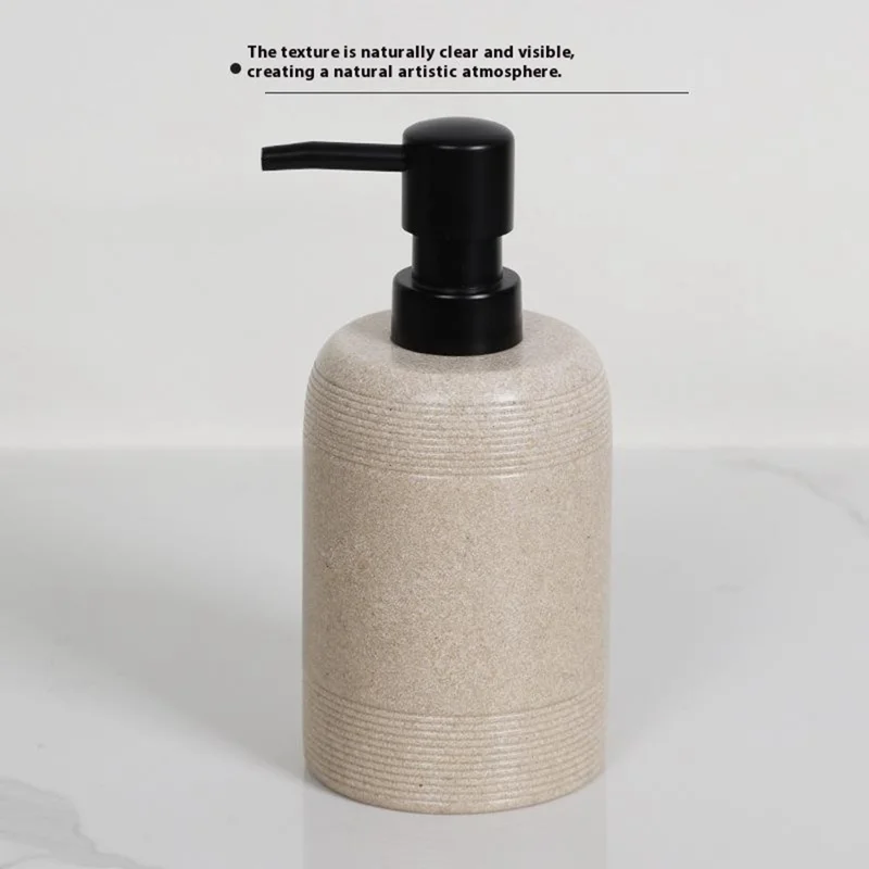 Distributeur de savon en résine pour hôtel et maison, 400 ml, bouteille rechargeable pour savon liquide et gel douche - Beige