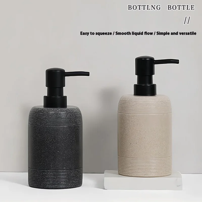 Distributeur de savon en résine pour hôtel et maison, 400 ml, bouteille rechargeable pour savon liquide et gel douche - Beige