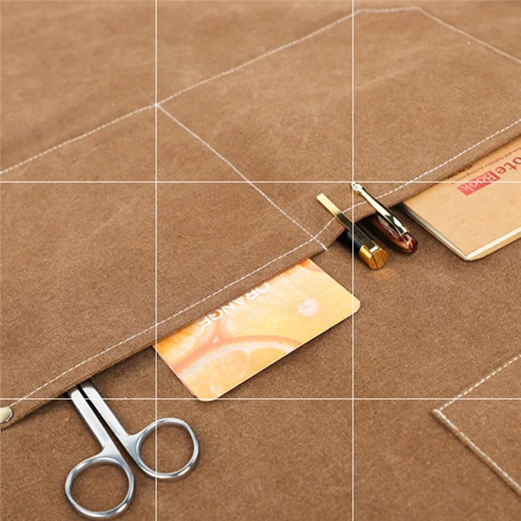 Wear-resistant Pocket Design Apron Washed Canvas Cross Back Work Apron for Barista Hairdresser - Light Grey