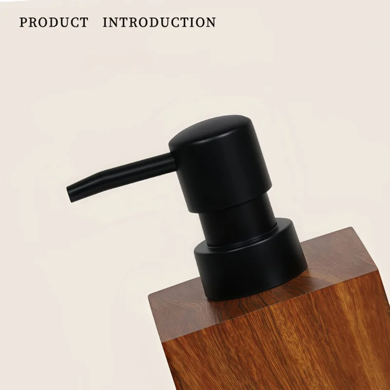 Dispenser per Sapone/Docciaschiuma/Lozione in Legno di Noce con Texture 500ml - Bottiglia Ricaricabile per Hotel e Bagno Domestico