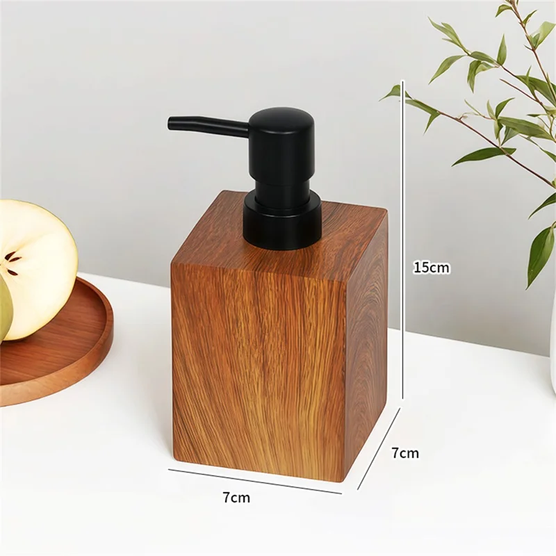 Butelka z pompką do łazienki z fakturą drewna orzechowego, żywica, 400 ml, do szamponu, mydła do ciała, mydła płynnego, wydajność cieczy