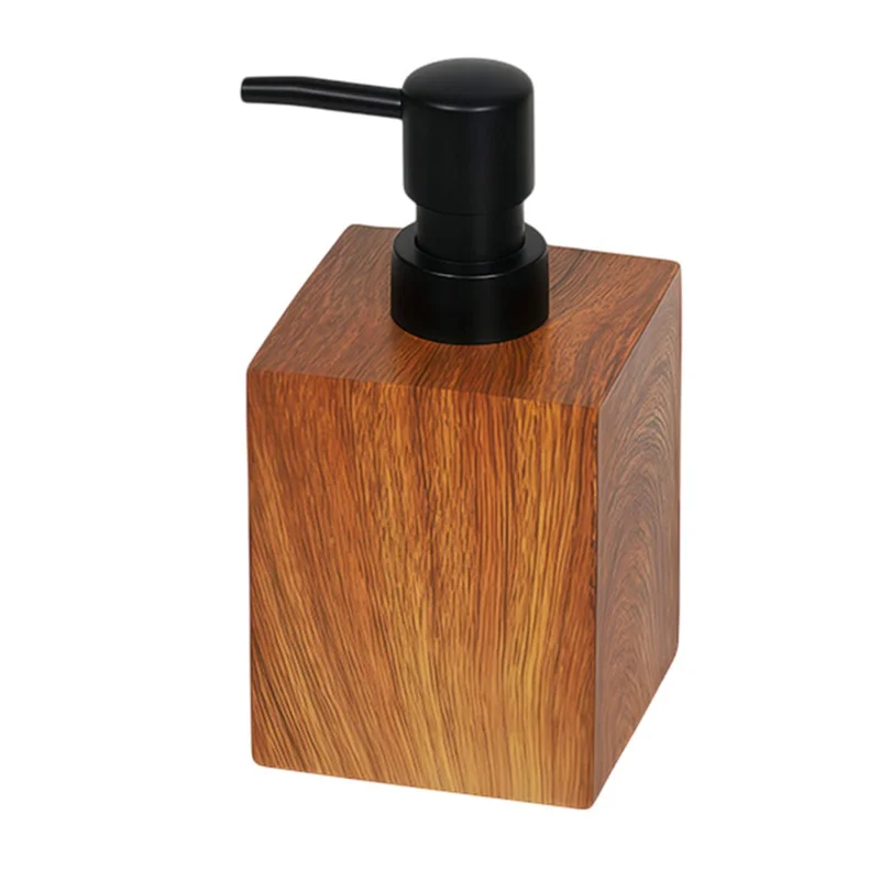 Bottiglia Dispenser in Resina da 400ml con Texture in Legno di Noce per Shampoo, Bagnoschiuma e Sapone Liquido, con Erogatore Schiumogeno