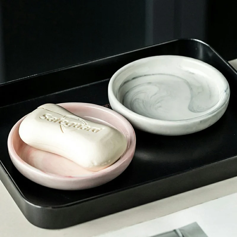 Creative Ceramic Soap Dish Home Hotel Toiletry Holder Decorative Washroom Organizer - Grey