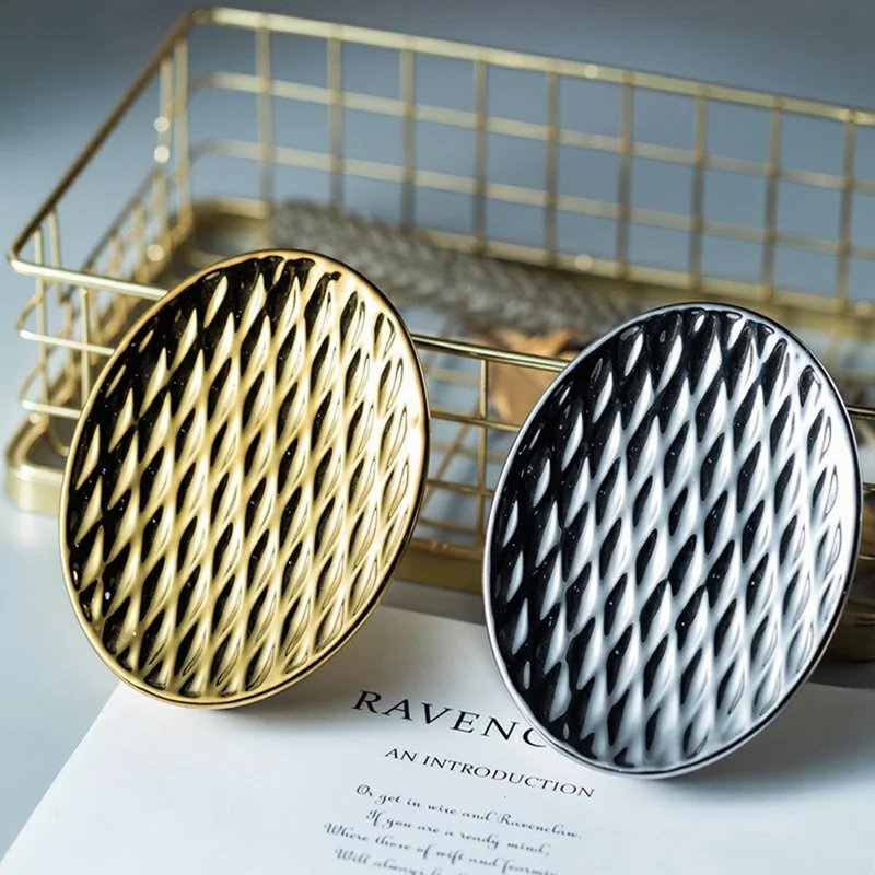 Ceramic Soap Dish Elegant Bathroom Hotel Soap Holder Tray for Kitchen Bathroom Dining Room - Gold