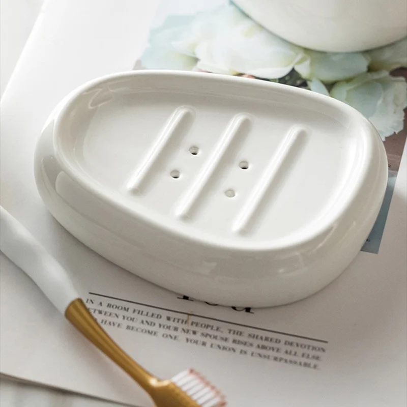 Minimalist Ceramic Bathroom Lotion Dispenser Bottle + Mouthwash Cup + Soap Dish