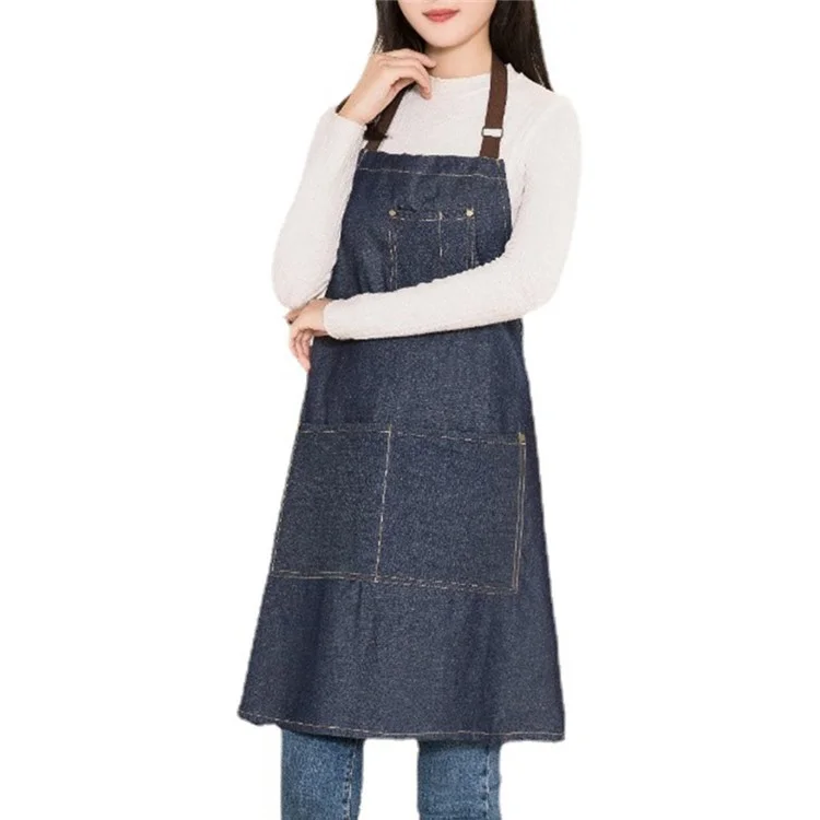 Kitchen Adult Apron Home Cafe Hot Pot Restaurant Work Clothes Fashion Denim Cloth Apron