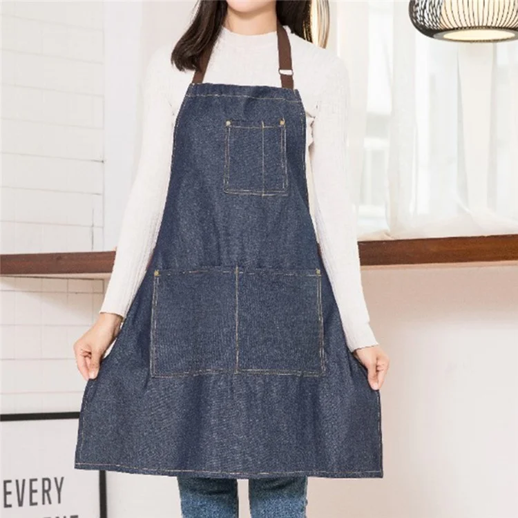 Kitchen Adult Apron Home Cafe Hot Pot Restaurant Work Clothes Fashion Denim Cloth Apron