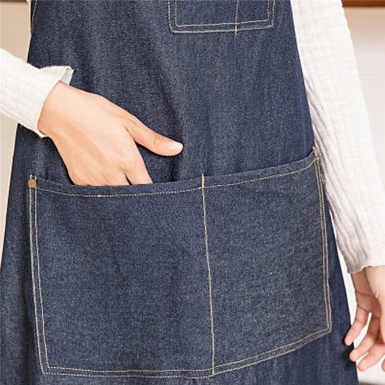 Kitchen Adult Apron Home Cafe Hot Pot Restaurant Work Clothes Fashion Denim Cloth Apron