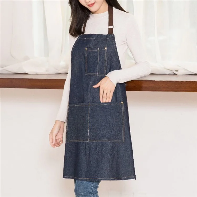 Kitchen Adult Apron Home Cafe Hot Pot Restaurant Work Clothes Fashion Denim Cloth Apron