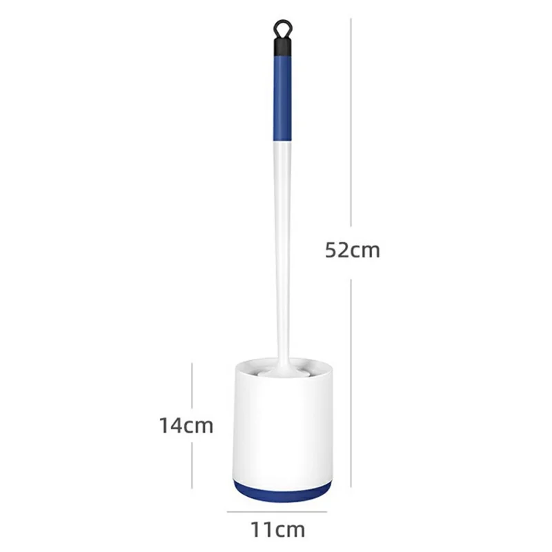 Porta Scopino per Bagno Senza Foratura - Montaggio a Parete o Indipendente, Strumento per la Pulizia - Bianco / Blu