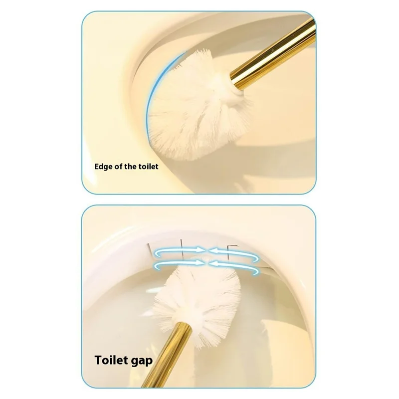 Creative Ceramic Base Toilet Brush Long Handle No Dead Angle Bathroom Cleaning Tool - White