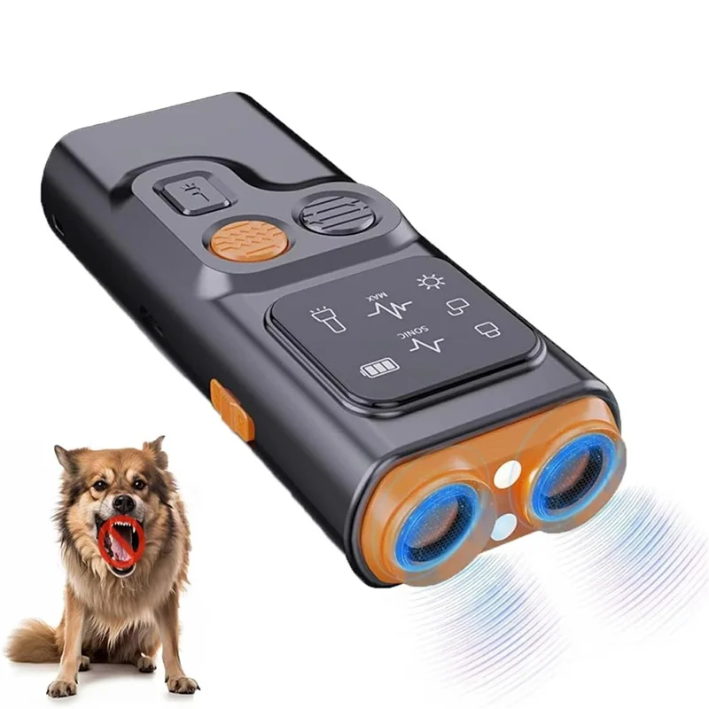 Dispositivo Anti-Latido P7 com Dois Cabeçotes para Cães - Treinador Ultrassônico com Lanterna LED Integrada e Repelente de Alta Potência