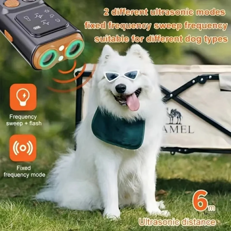 Dispositivo Anti-Latido P7 com Dois Cabeçotes para Cães - Treinador Ultrassônico com Lanterna LED Integrada e Repelente de Alta Potência