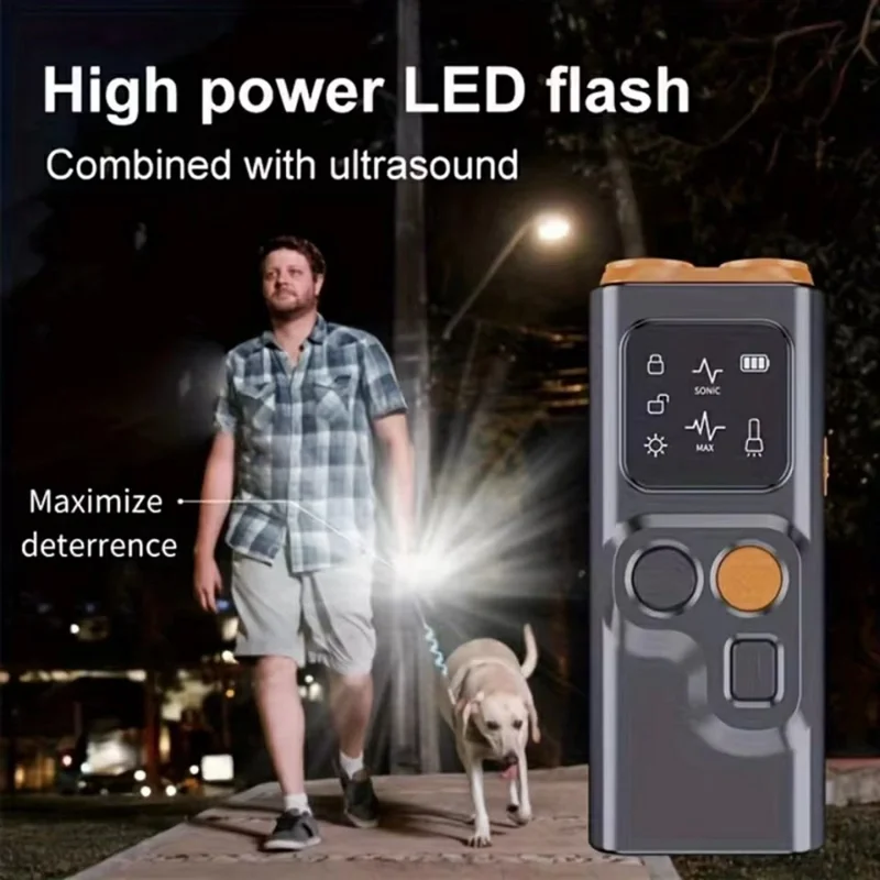 Dispositivo Anti-Latido P7 com Dois Cabeçotes para Cães - Treinador Ultrassônico com Lanterna LED Integrada e Repelente de Alta Potência