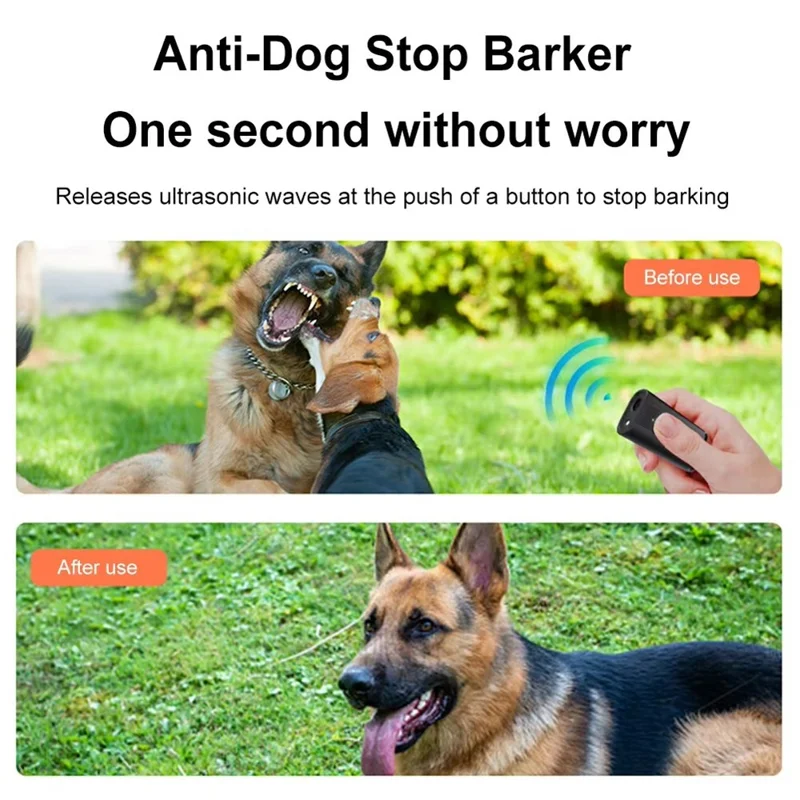 P12 Mini Repellente Ultrasonico Portatile per Cani, Dispositivo Anti-Abbaio con Torcia LED Integrata
