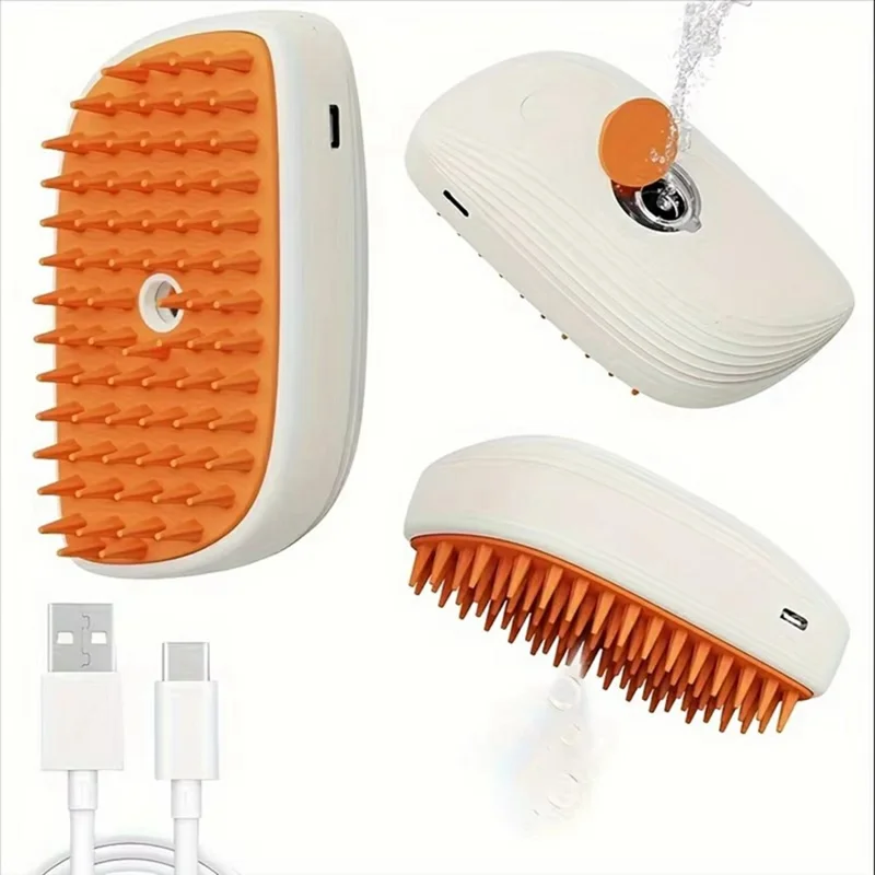 OTT06 Spazzola Spray Umidificante Ricaricabile per Toelettatura Animali Domestici Gatti Cani Antistatica Districante