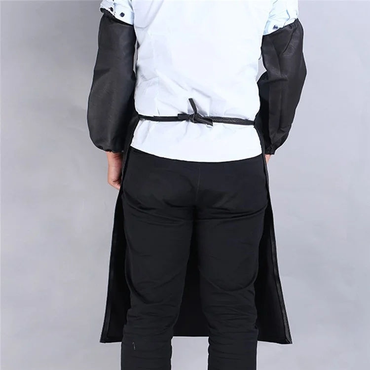 PU Leather Waterproof Oil Repellent Apron Easy Cleaning Cooking Work Apron for Home Kitchen, Grill, Bartender, BBQ, Butcher, Chef, Barber - Black