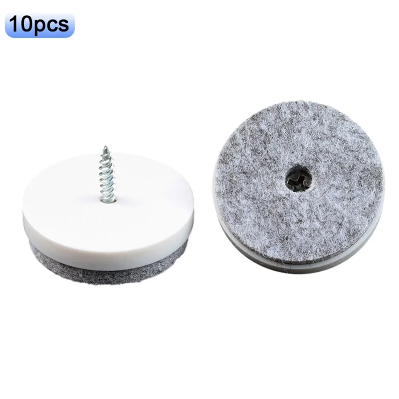 10 Piezas de Clavos para Patas de Muebles de 38 mm Reduce Ruido Fieltro para Silla de Mesa Atornillable Protector Antideslizante de Suelo - Blanco