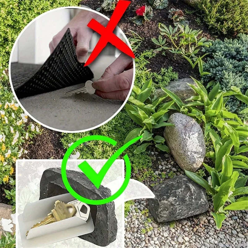 Outdoor Key Hider Home Entrance Realistic Rock Decorative Garden Stone Safe Box