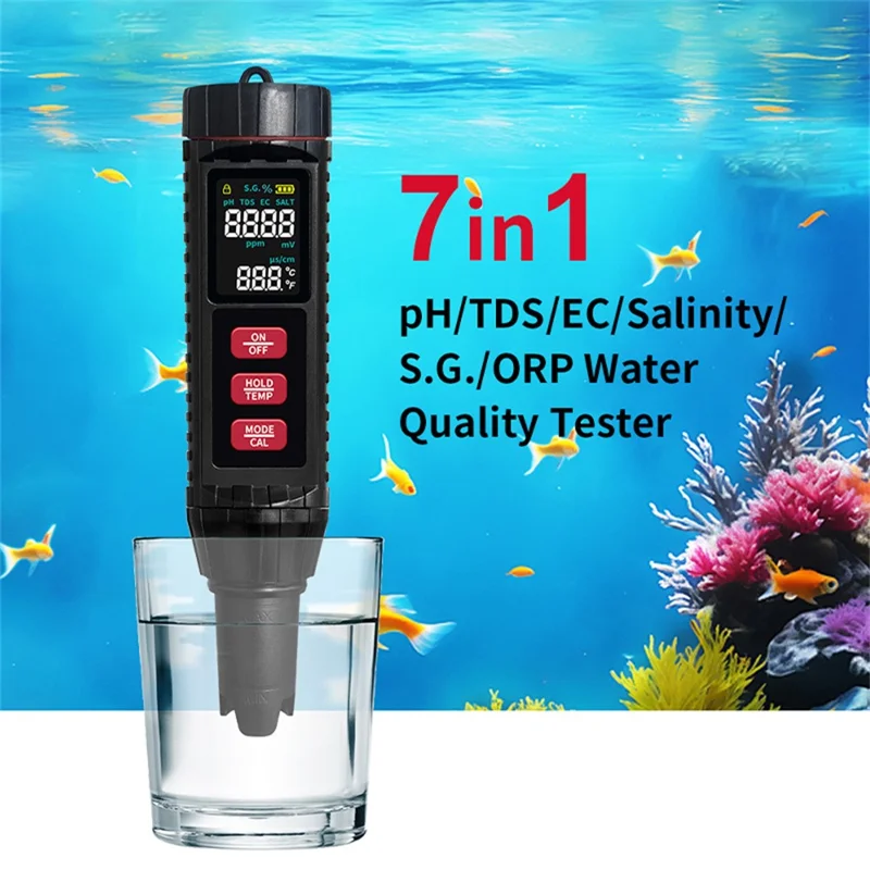 MFX71 Testeur multifonction d'eau 7 en 1 Qualité de l'eau TDS CE PH ORP Température Salinité
