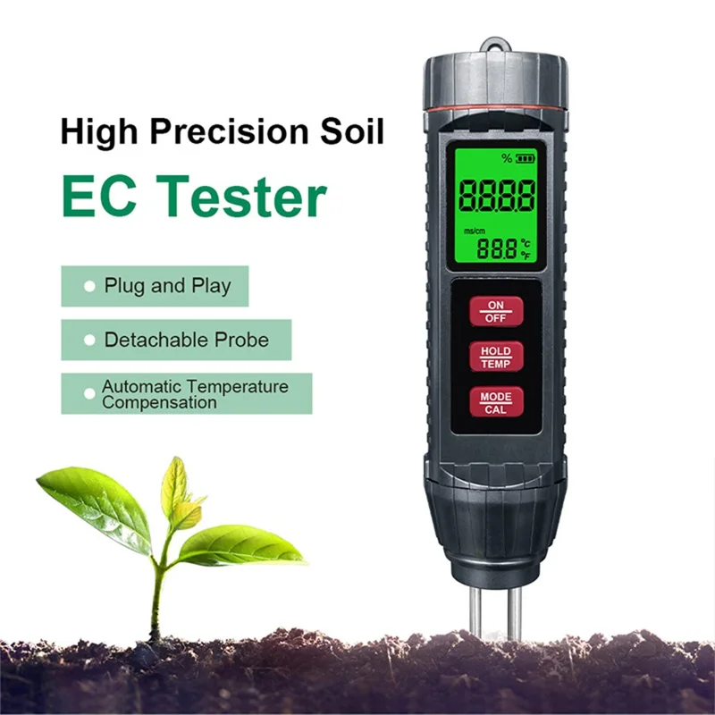ST06 Medidor digital de condutividade elétrica do solo 3 em 1 Temperatura e umidade para plantas de estufa Agricultura