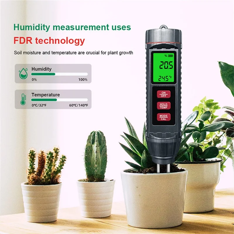 ST06 Medidor digital de condutividade elétrica do solo 3 em 1 Temperatura e umidade para plantas de estufa Agricultura