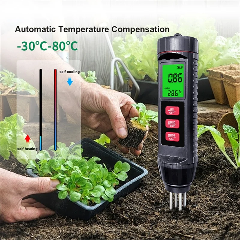 ST06 Medidor digital de condutividade elétrica do solo 3 em 1 Temperatura e umidade para plantas de estufa Agricultura