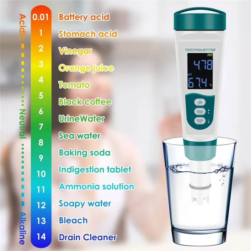 MF51 Testador Portátil de Qualidade da Água Caneta Digital pH EC TDS Medidor de Salinidade Analisador Multifuncional