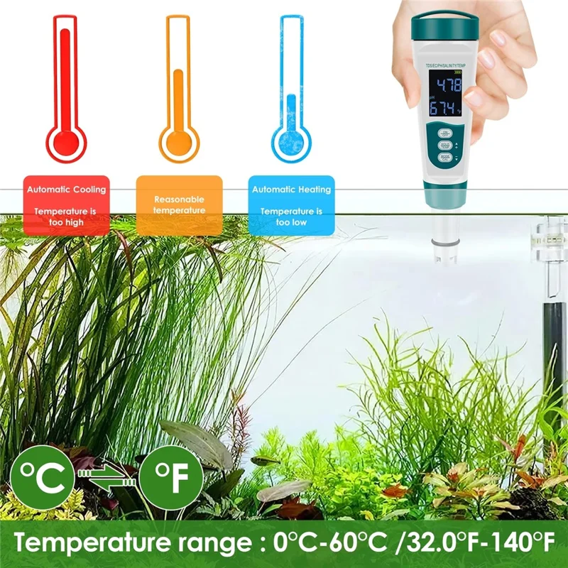 MF51 Testador Portátil de Qualidade da Água Caneta Digital pH EC TDS Medidor de Salinidade Analisador Multifuncional
