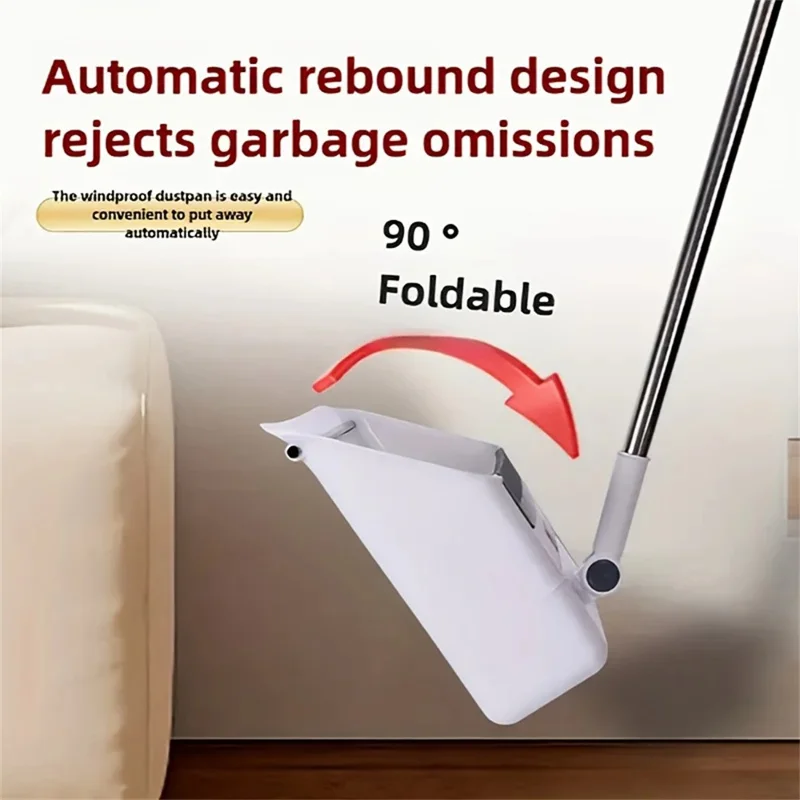 4 in 1 Household Cleaning Set Broom Dustpan Ground Brush Scraper Tools with 3-Section Rod - Grey