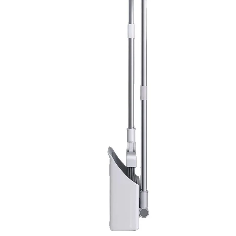 Conjunto de Limpeza Doméstica 4 em 1 com Vassoura, Pá, Escova de Chão e Raspador com Cabo de 2 Seções - Branco