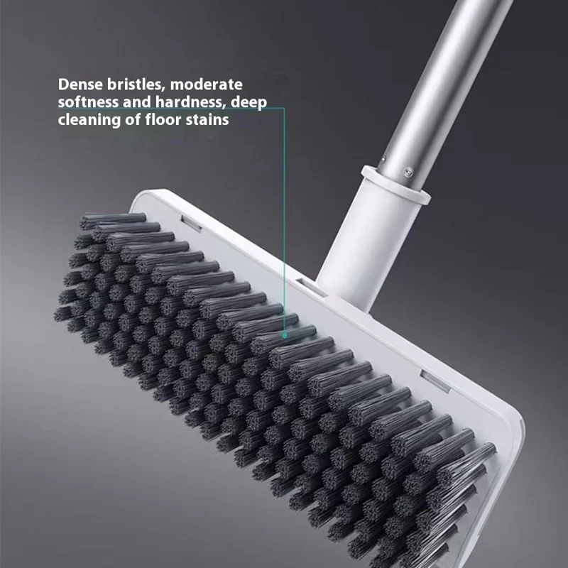 Conjunto de Vassoura 3 em 1 com Pá e Escova de Limpeza Dobrável para Piso - Branco+Cinza