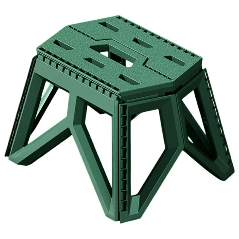 Tabouret pliant portable pour camping, pêche, voyage et pique-nique - Chaise compacte en PP épais, type court - Vert