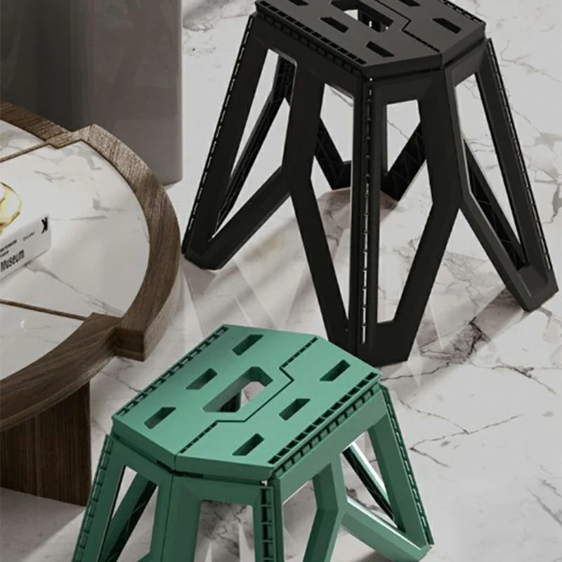 Tabouret pliant portable pour camping, pêche, voyage et pique-nique - Chaise compacte en PP épais, type court - Vert