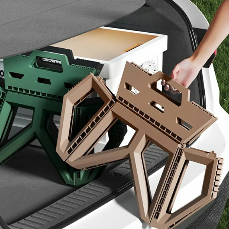 Tabouret pliant portable pour camping, pêche, voyage et pique-nique - Chaise compacte en PP épais, type court - Vert