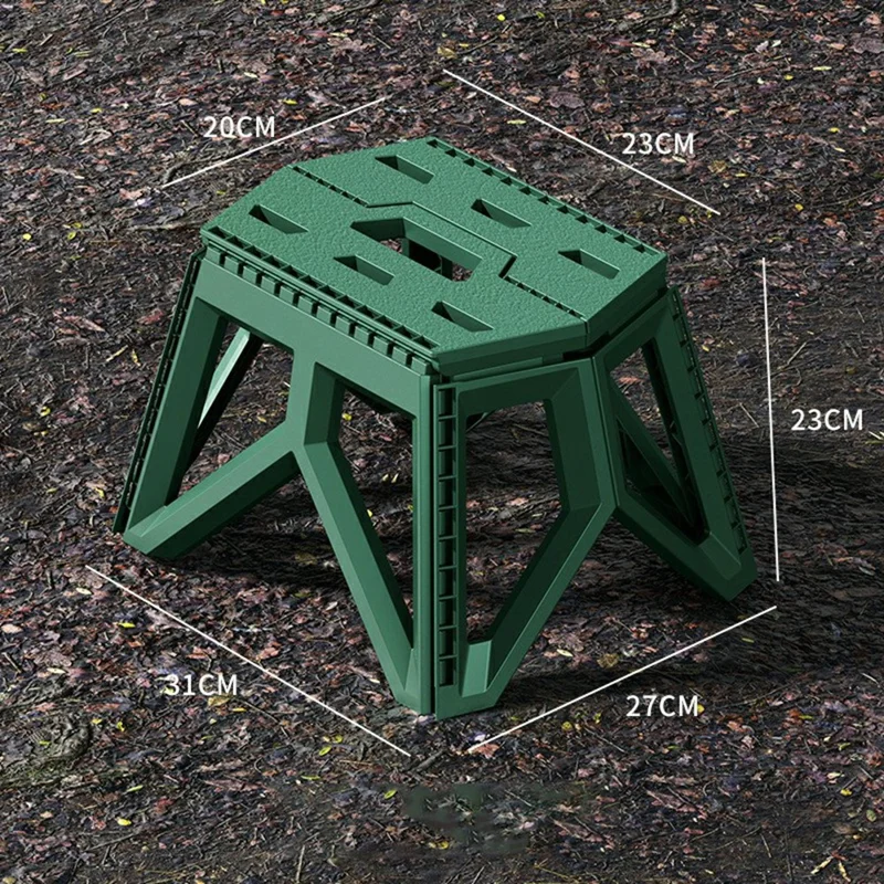 Tabouret pliant portable pour camping, pêche, voyage et pique-nique - Chaise compacte en PP épais, type court - Vert