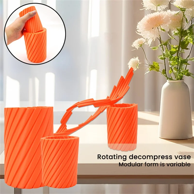 Creative Rotating Stress Relief Plastic Vase Pen Holder 3D Design Desktop Organizer, Size L
