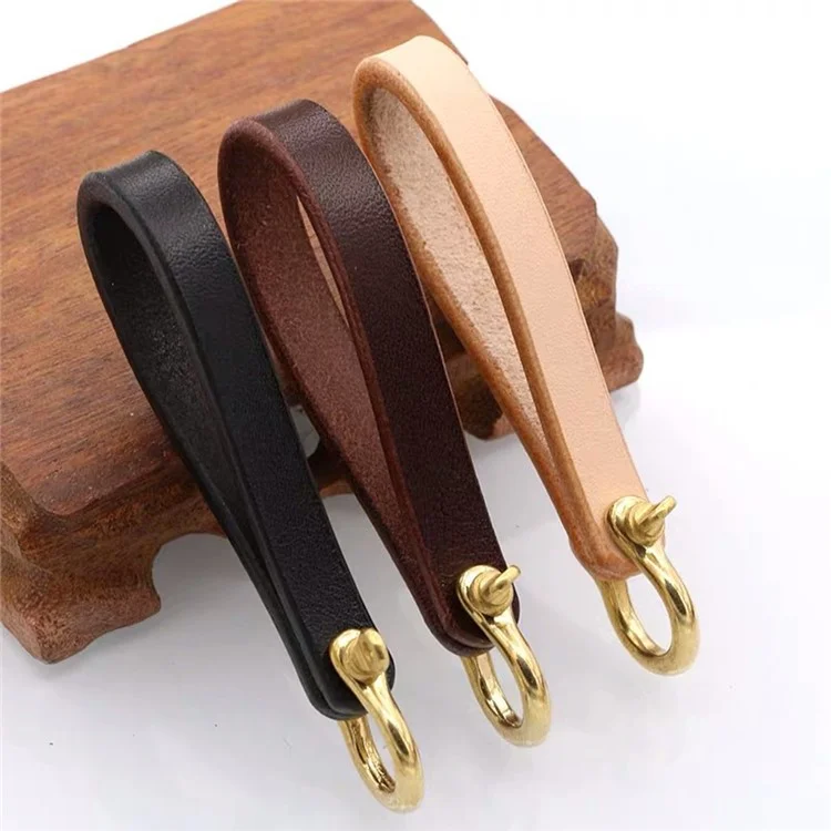 Top-layer-kuhläden-leder-handgelenk Lanyard Schlüsselkette Kee-resistente Schlüsselbund Armband-armband Für Auto Fernbedienung, Heimtaste - Schwarz