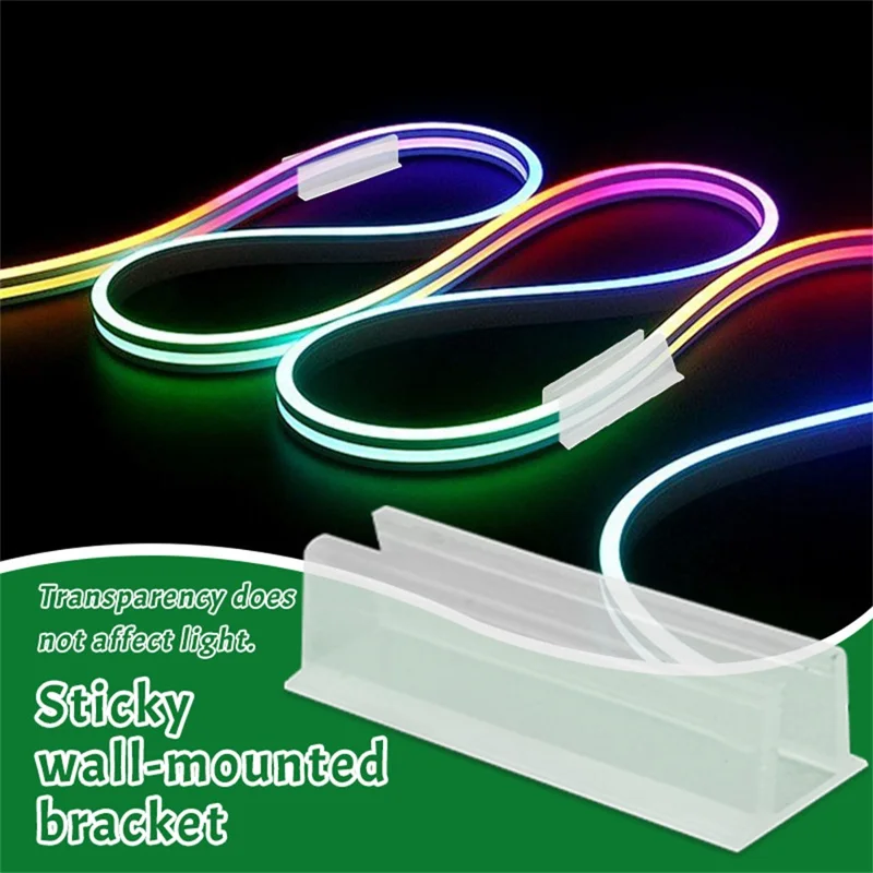 5Pcs Clear Adhesive Wall Mount LED Strip Light Plant Stem Holder Multipurpose No Drill Plastic Bracket