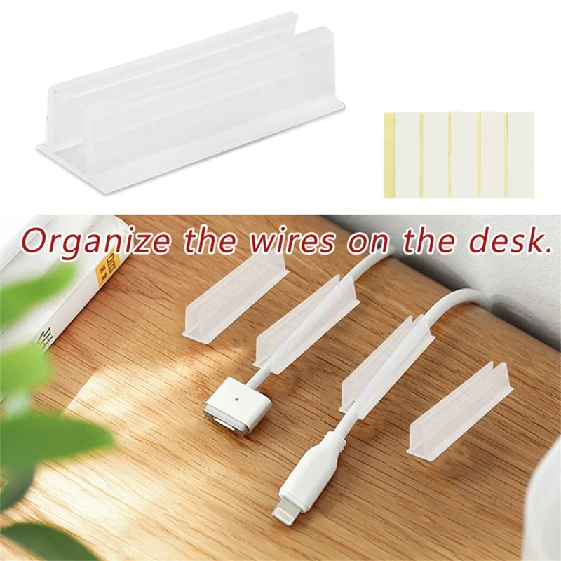 5Pcs Clear Adhesive Wall Mount LED Strip Light Plant Stem Holder Multipurpose No Drill Plastic Bracket