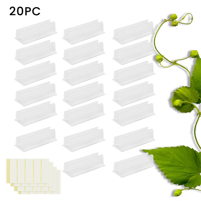 20Pcs Clear Adhesive Wall Mount LED Strip Light Plant Stem Holder Multipurpose No Drill Plastic Bracket