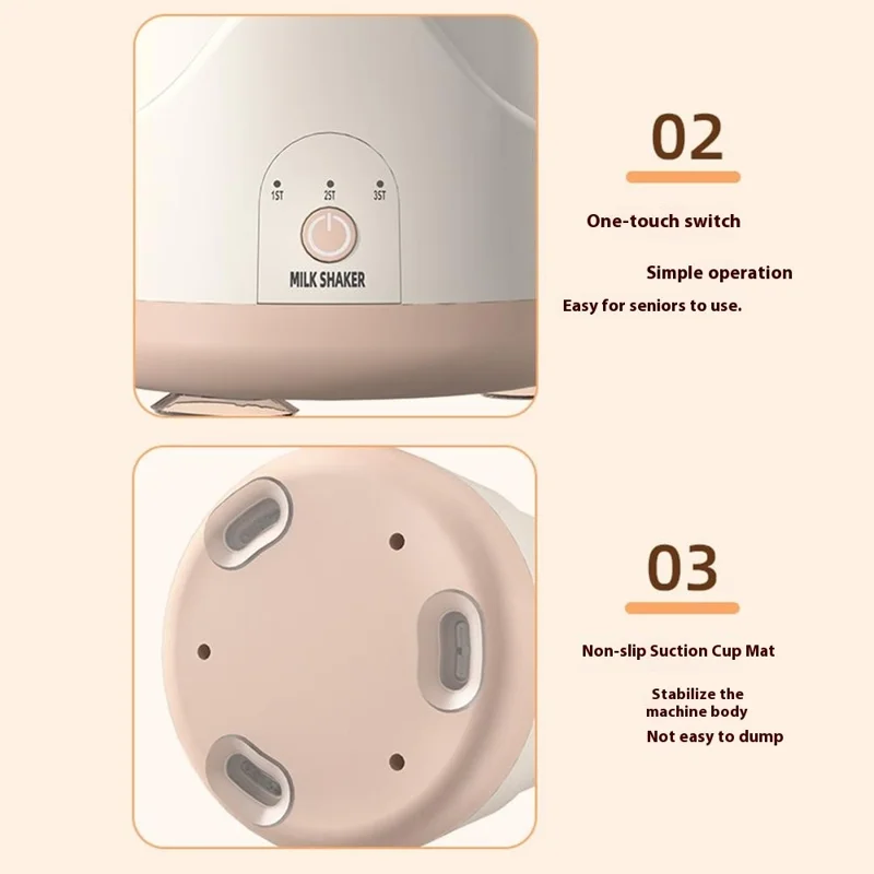 Baby Formula Mixer 3 Gears Electric Automatic Baby Milk Bottle Shaker - Pink