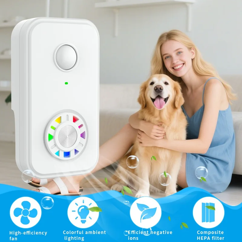 Purificador de aire con 2 filtros HEPA Funcionamiento silencioso Generador de iones negativos para eliminación de olores y humo - Blanco / Enchufe UE