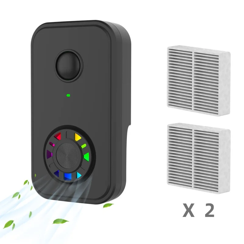 Air Purifier with 2 HEPA Filter Quiet Operation Negative Ion Generator for Odor Smoke Removal - Black / EU Plug