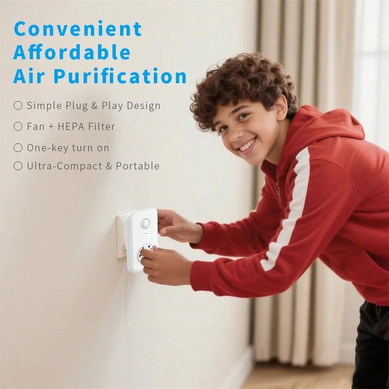 Air Purifier with 2 HEPA Filter Quiet Operation Negative Ion Generator for Odor Smoke Removal - Black / EU Plug